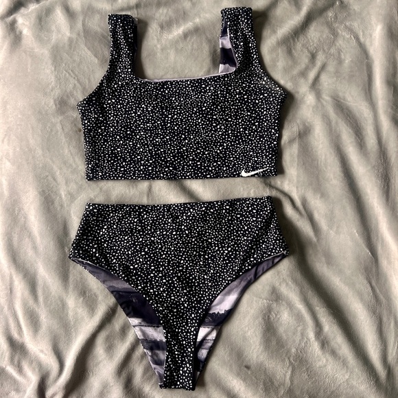 Nike Other - Nike Reversible Black & White Marbled Two-Piece Swimsuit